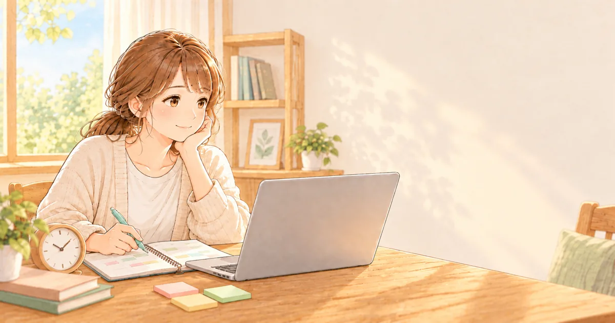 派遣や短時間の働き方を調べる保育士のやさしい絵本タッチのイラスト