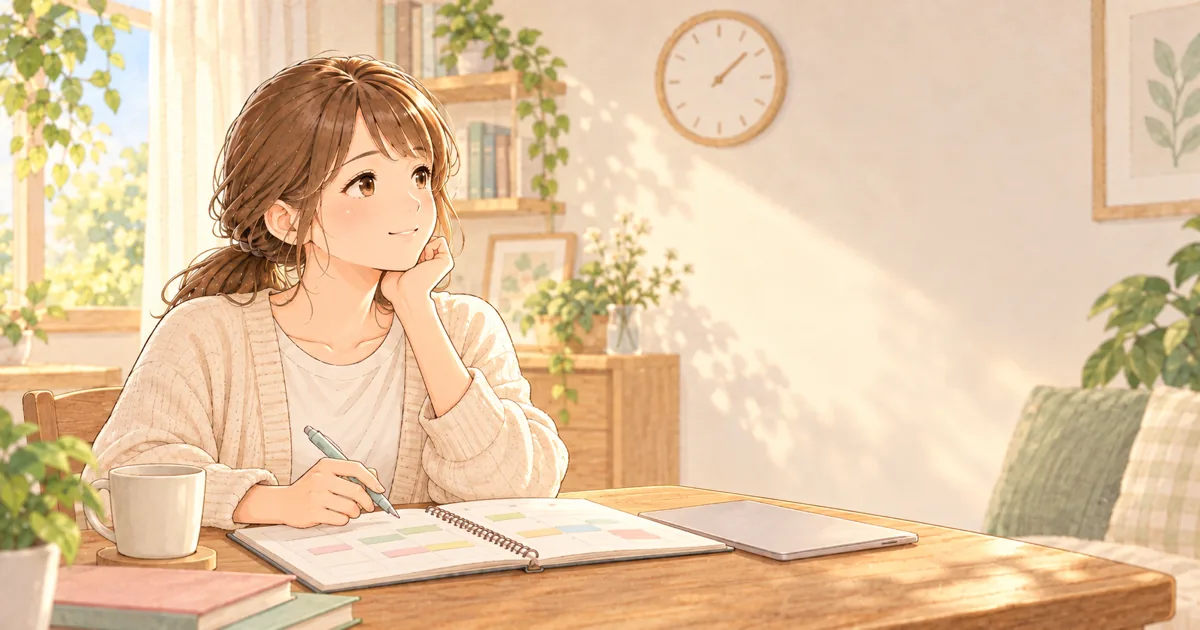 働く時間を決める選択肢を考える保育士のやさしい絵本タッチのイラスト