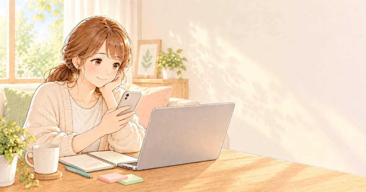 転職サービスの登録前に評判を調べる保育士のやさしい絵本タッチのイラスト